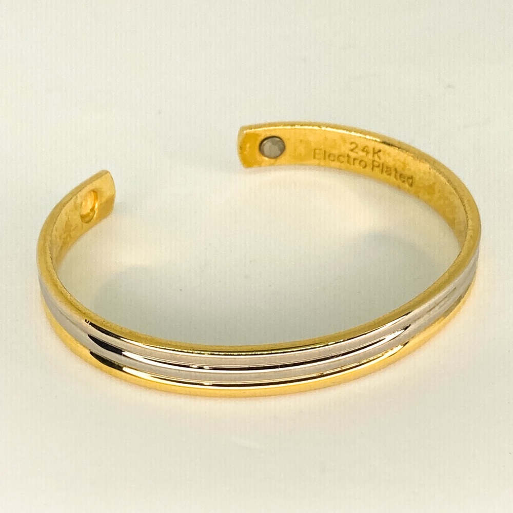 CLEARANCE Bangle Bracelet Cuff 24K Electroplated 2Tone Gold Silver Large 2.7